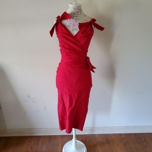 Stop staring red bow dress vintage pin up